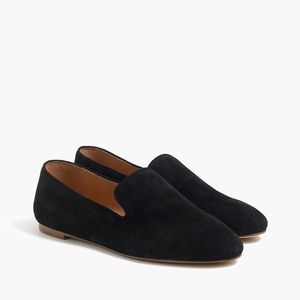 J Crew Black Suede Smoking Flats
